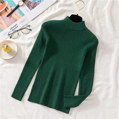 Green Duckwaver Толстая Водолазка Теплый женский свитер осень зима вязаный Femme Pull высокая эластичность мягкие женские пуловеры свитер - Color: Green
