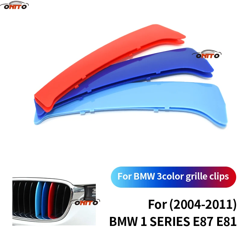 

3 Colors Trim Stripe Decal Sticker ABS Accessory Car Front Racing Grille Clips Coves For 1 series E81/E87 2004-2011