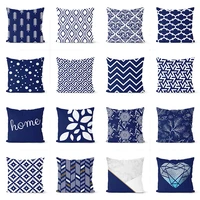 navy blue cushion cover 4545cm polyester geometric pillow cover decorative pillows home decoration throw pillowcase