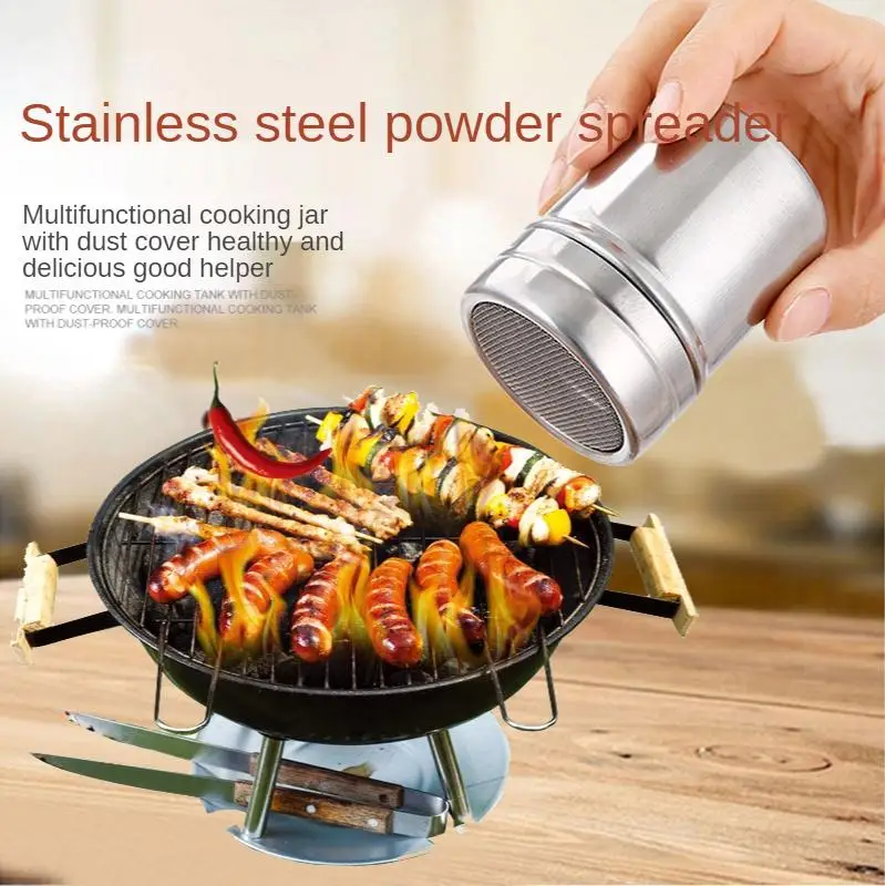 

Stainless Steel Sprinkler Tube Fancy Coffee Sprinkler Fine Mesh Type Barrel With Lid Cocoa Powder Cinnamon Powder Sprinkler Can