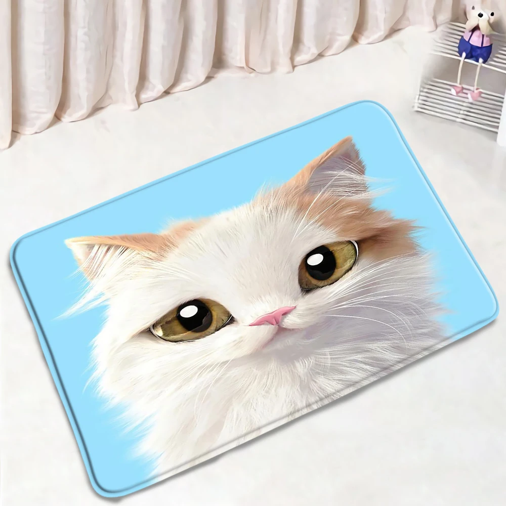 

Cute Cat Bath Mat Beautiful Starry Sky Anti-Slip Water Absorbent Modern Flannel Bedroom Carpet Kitchen Footmat Bathroom Mats