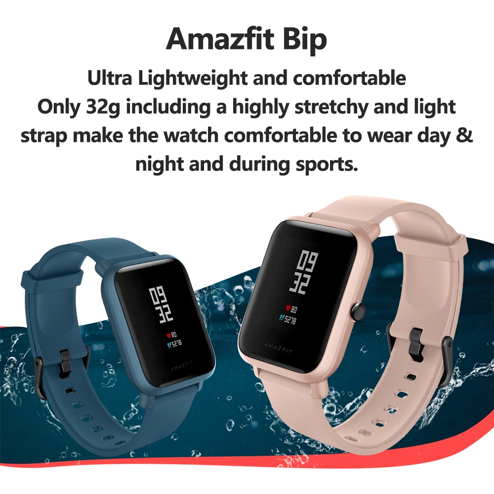 Глобальная версия Amazfit Bip Lite умные часы легкие водонепроницаемые 3ATM Smartwatch с 45