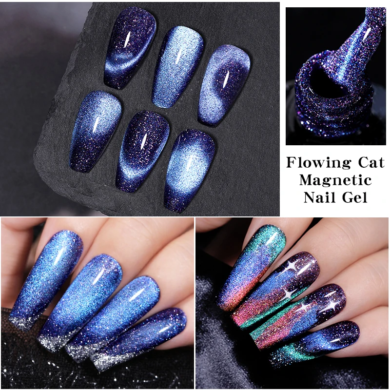 LILYCUTE 7ml Flowing Cat Magnetic Gel Polish Semi Permanent Glitter Nail Soak Off UV Art Varnish | Красота и здоровье