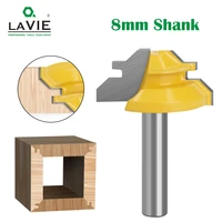lavie 1 pc 8mm shank 45 degree lock miter router bit tenon milling cutter woodworking tool for wood tools carbide alloy mc02010