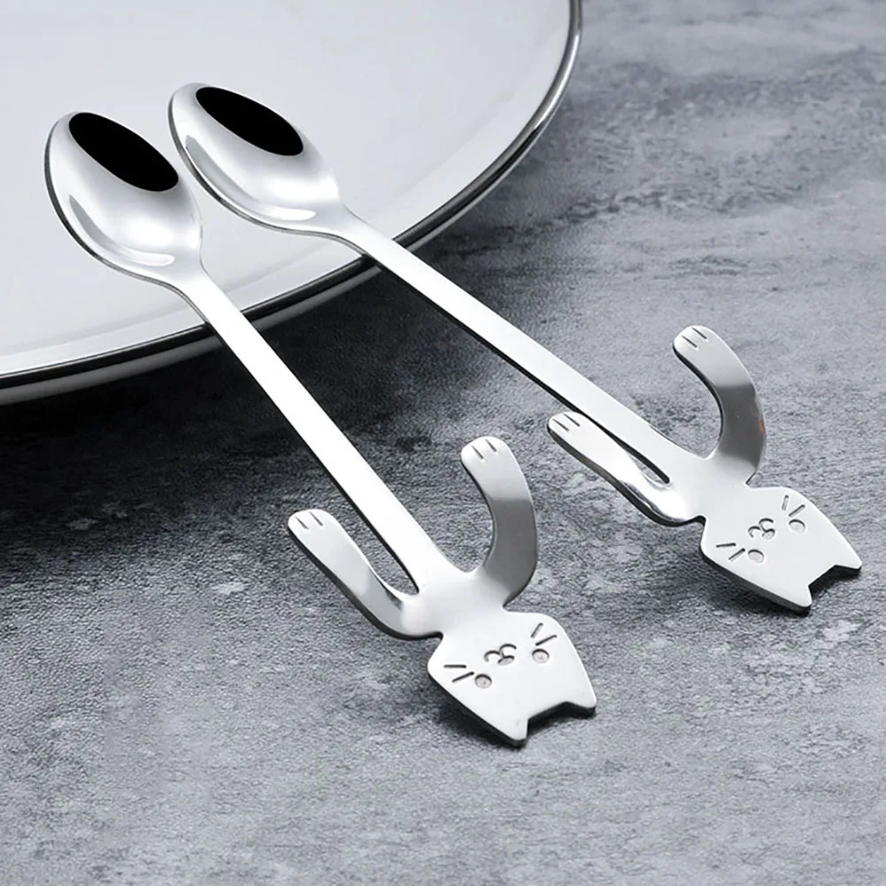 Мультяшная кофейная ложка с котом длинной ручкой для мороженого чая чашка кофе и