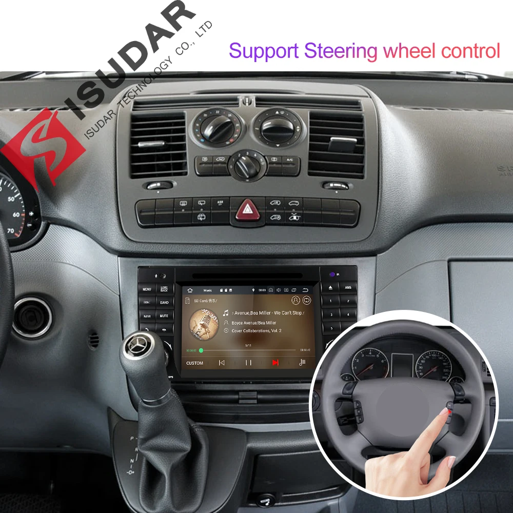 Isudar 2 Din Авто Радио Android 9 для Mercedes/Benz/W203/CLK200/CLK22/C180/C200 CANBUS Автомобильный