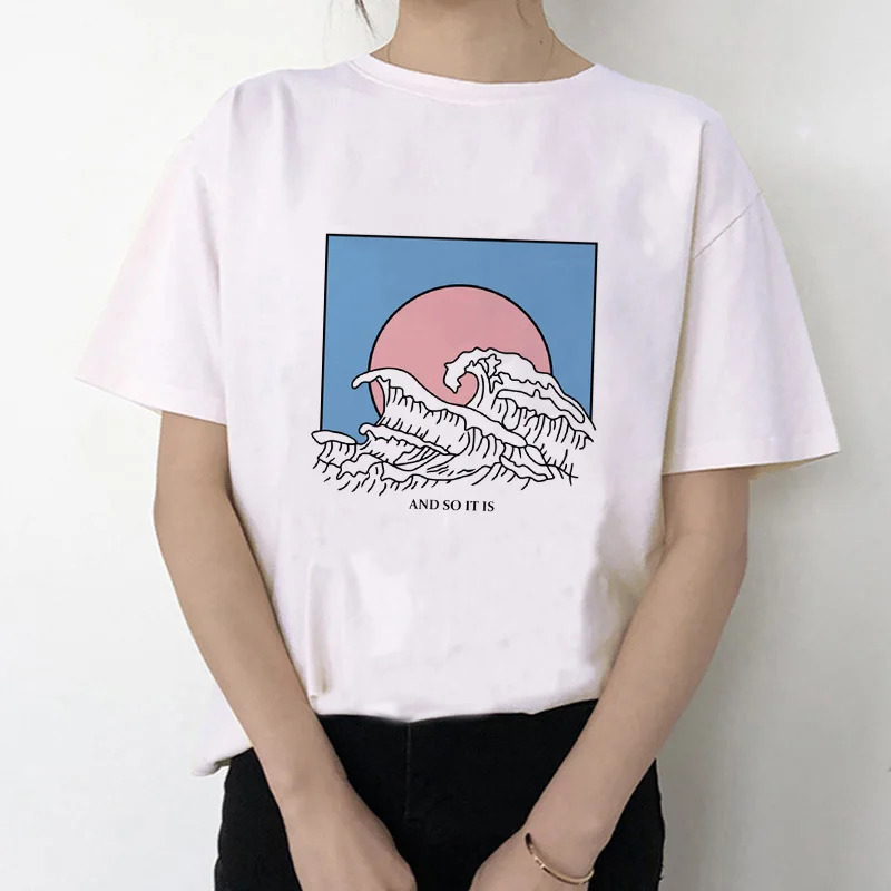 Новая модная летняя повседневная футболка в стиле Харадзюку с японскими буквами