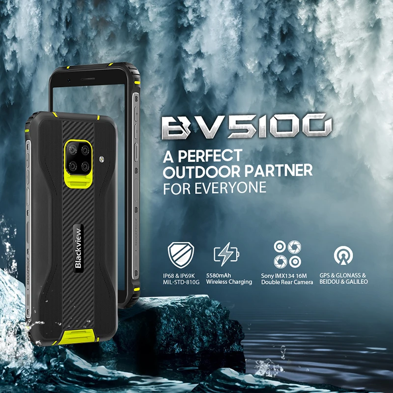 

Blackview BV5100 Mobile Phone 5.7 inch Screen 4G 64G 1.8GHz Octa-Core Standard Android 10 Smartphone Rugged 5580mAh Quad Camera