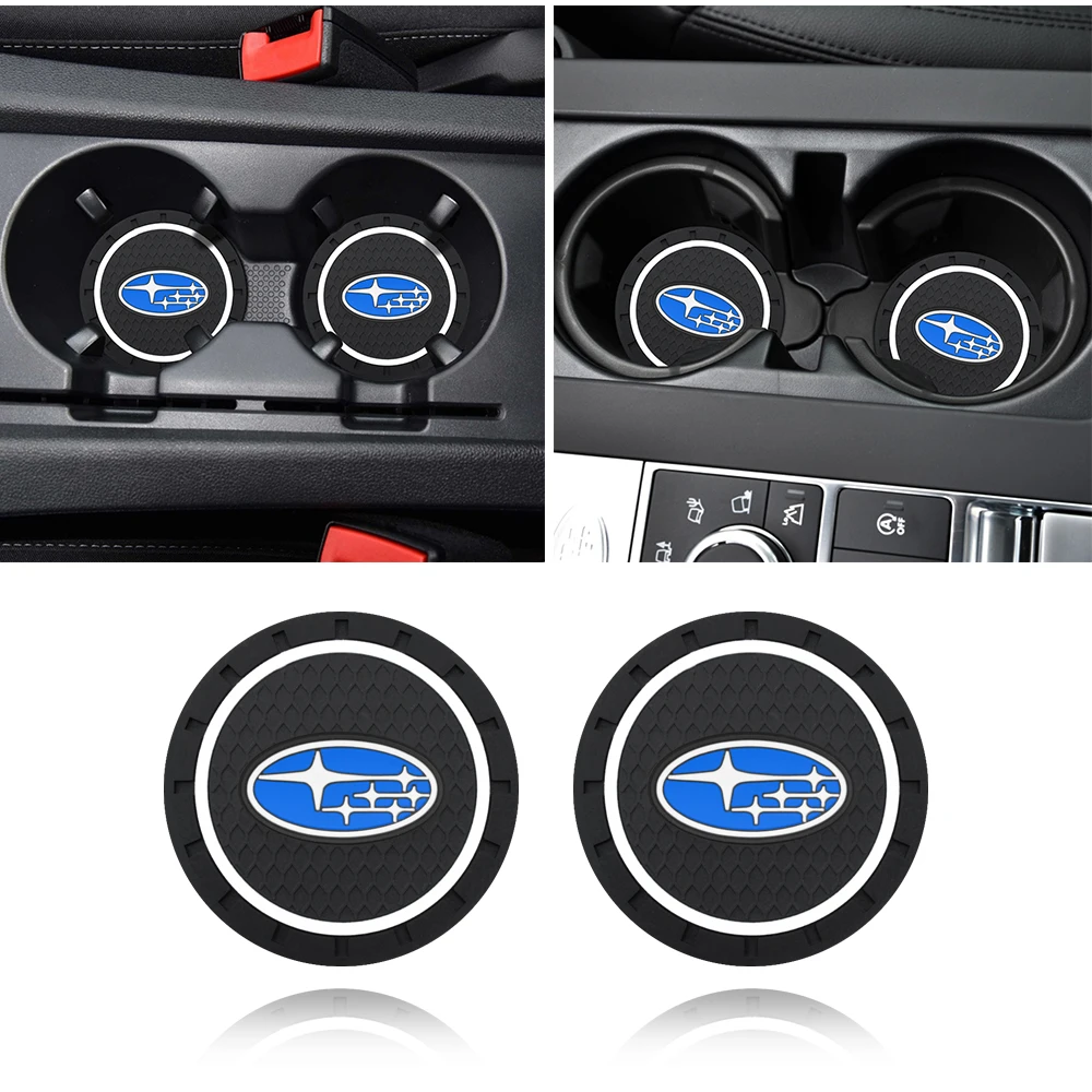 

Car Accessories Coaster Interior Decoration Non-Slip Silicone Mat Water Coaste For Subaru Impreza Forester Tribeca ​Auto Sticker