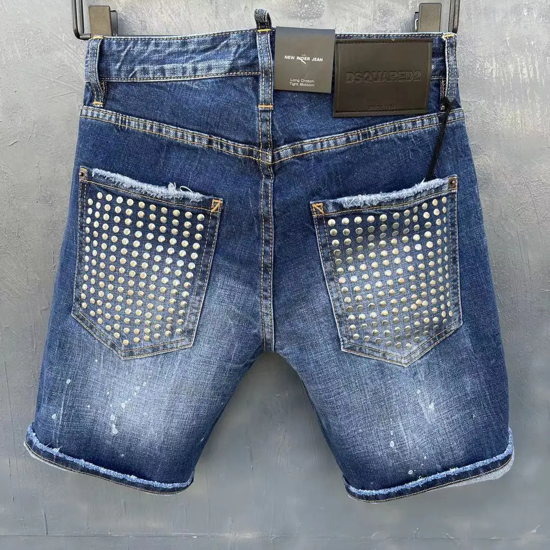 Pantalones vaqueros para hombres y mujeres, pantalones cortos de cinco puntos, con parche de agujero lavado a la moda, novedad de verano 2021