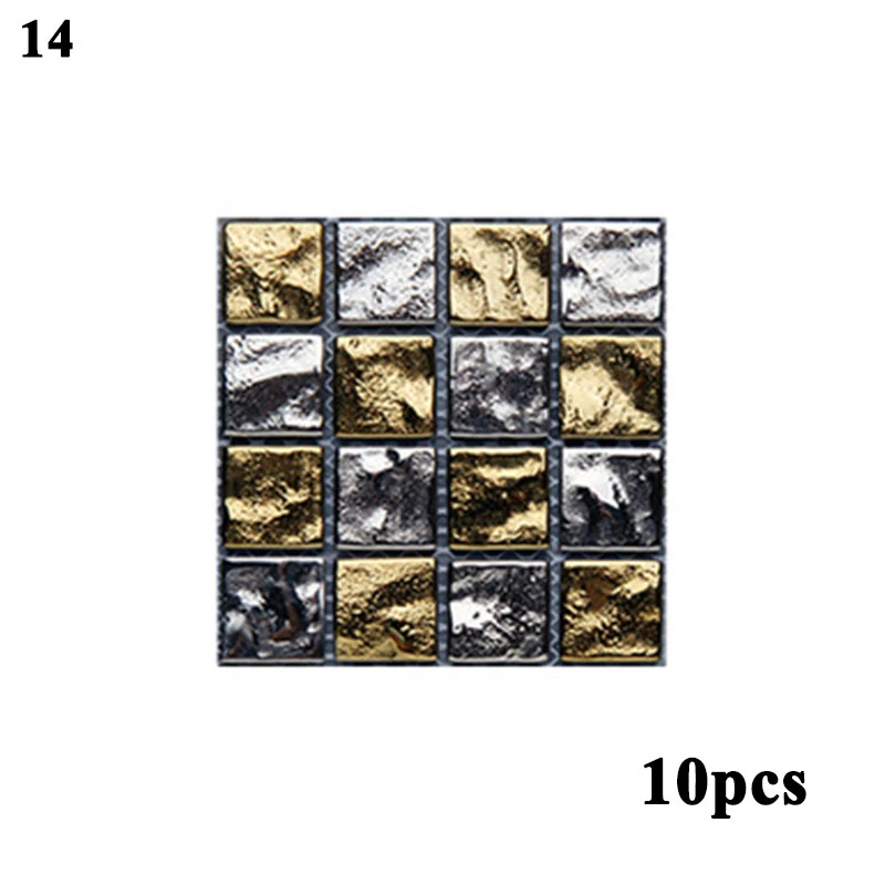 

10pcs Simulation Mosaic Tiles Wall Sticker Transfers Flat 2D Printed Covers For Kitchen Cupboard Wallpaper Waterproof Wallpaper