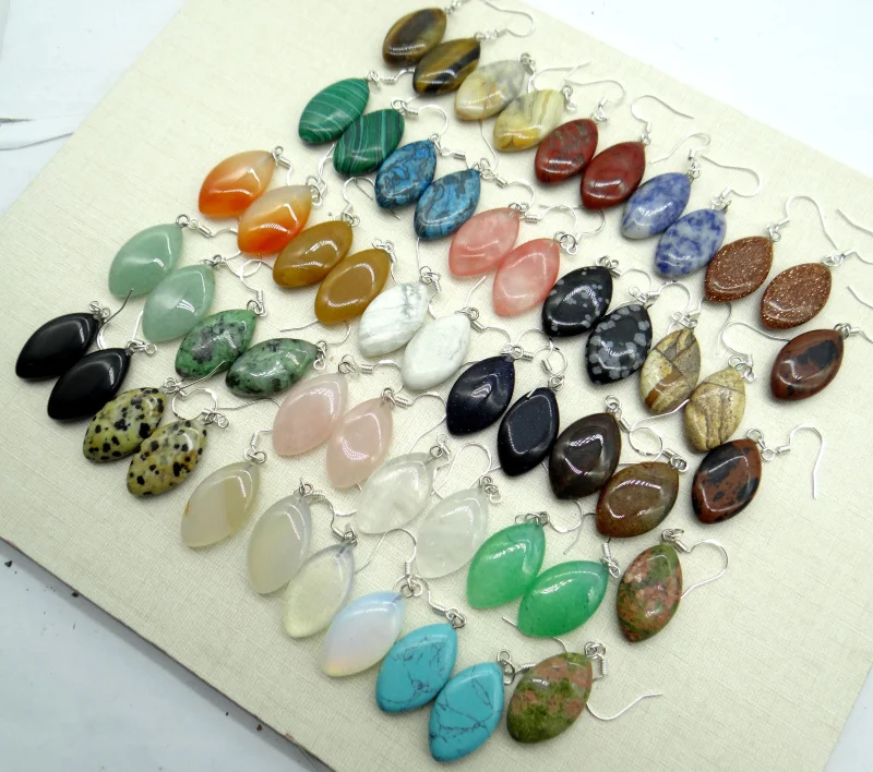 Серьги подвески А4 с натуральным камнем бирюзовые кварцевые тигровый глаз