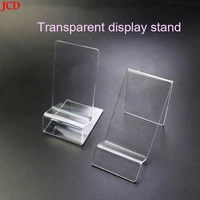 JCD Transparent Acrylic Card Holder Cell Phone Display Stand Office Desk Accessories Card Clip Market Exhibition Display Bracket