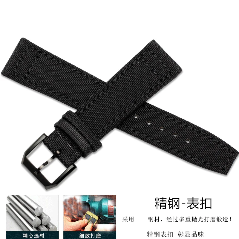 For IWC Pilot Spitfire Timezone TopGun Strap Green Black Belts Wristwatch Straps 20mm 21mm 22mm Nylon Canvas Fabric Watch Band