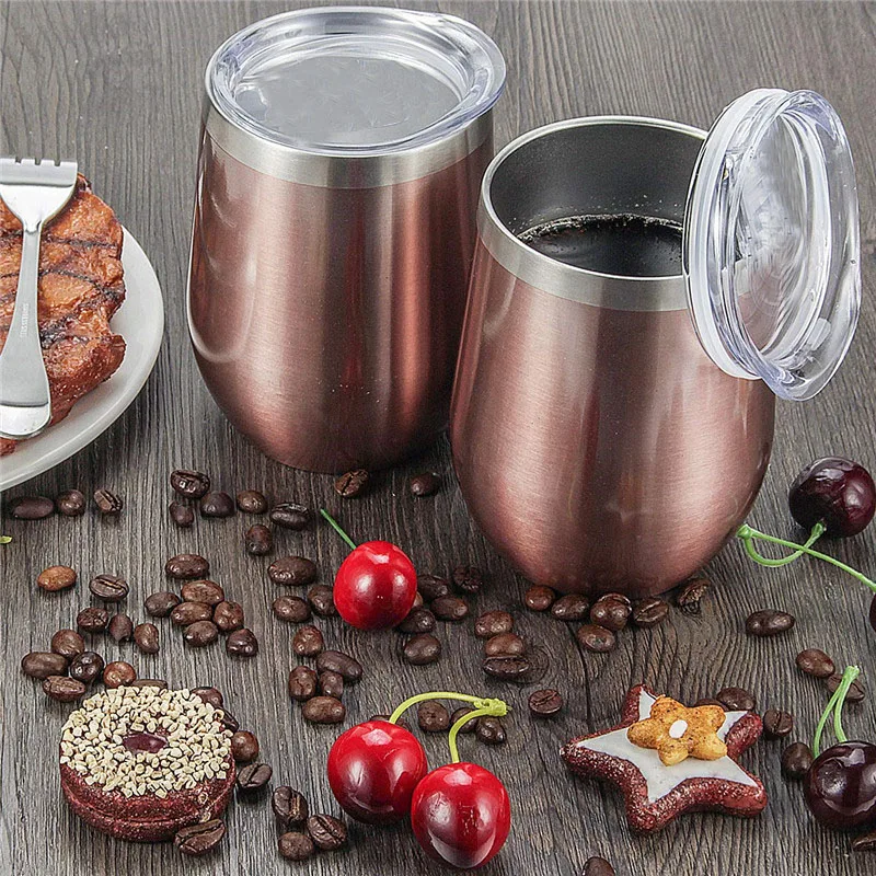 

Stemless Wine Tumbler Stainless Steel Insulated Cup Tumbler Drinking Mug with Lids for Wine Coffee Drinks Cocktails