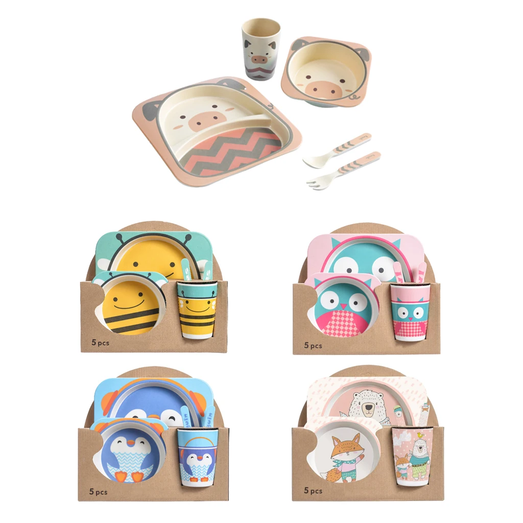 

Baby Dish Tableware Kids Dinner Set Bamboo Fiber Baby Kids Eating Tableware