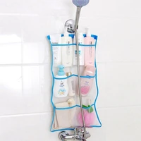 portable 6 pocket bathroom shower bath hooks hanging mesh organizer caddy storage bag bathroom accessories toy organizer