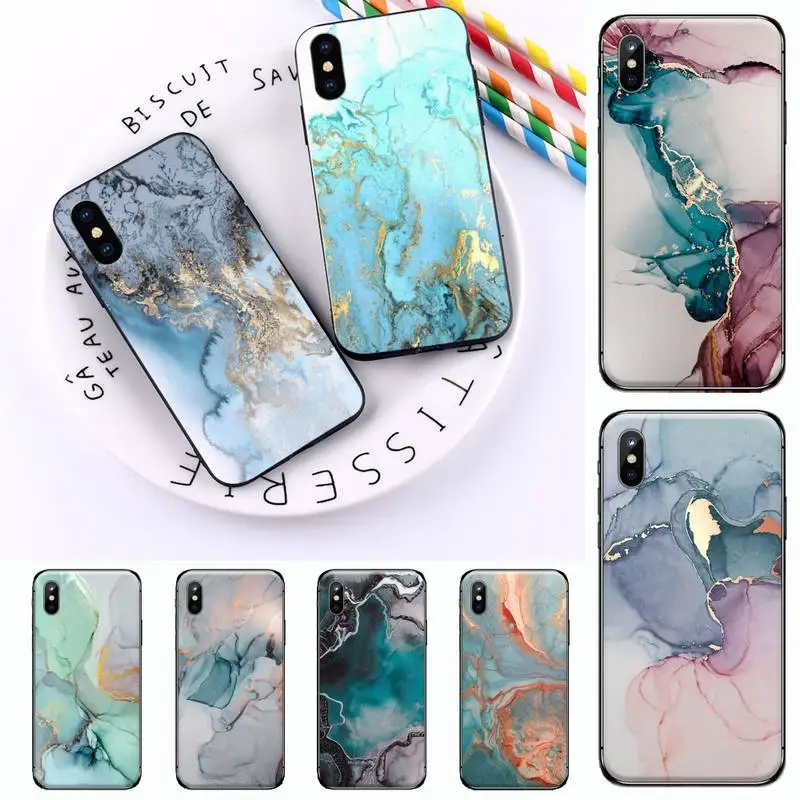Colored marble golden pattern luxury design Phone Case shell for iPhone 11 12 mini pro XS MAX 8 7 6 6S Plus X 5S SE 2020 XR