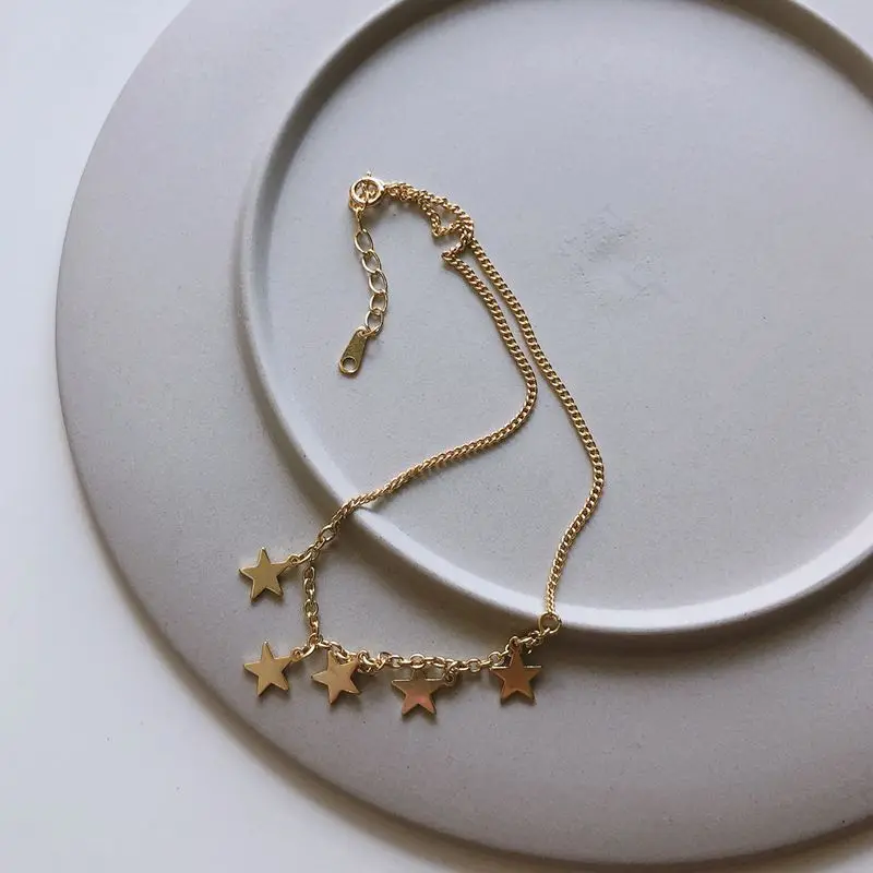 Браслет на ногу женский из серебра 925 пробы золотистый цвет|Анклеты| |