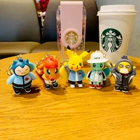 anime pokemon keychain pendant toy pikachu keychains pvc figures pocket monster silicone pendant psyduck charmander key ring