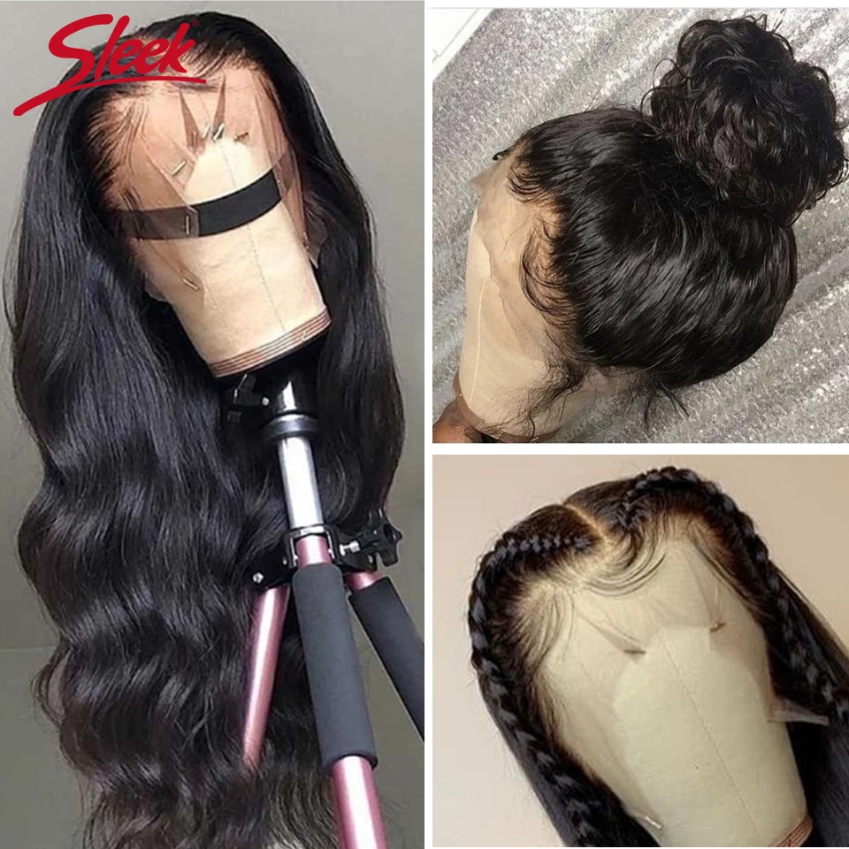 Sleek Brazilian Remy 360 Lace Frontal Human Hair Wigs 28 30 Baby Hair Body Wave 4x4 Lace Closure Human Hair Wigs Pre Plucked