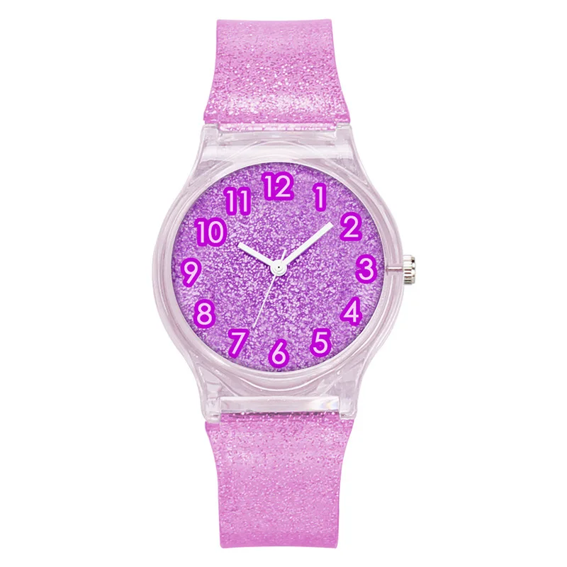 

Hot Sale The New Transparent Glitter Plastic Strap The Dial Fashion Children's Watches Trend Kids Watches