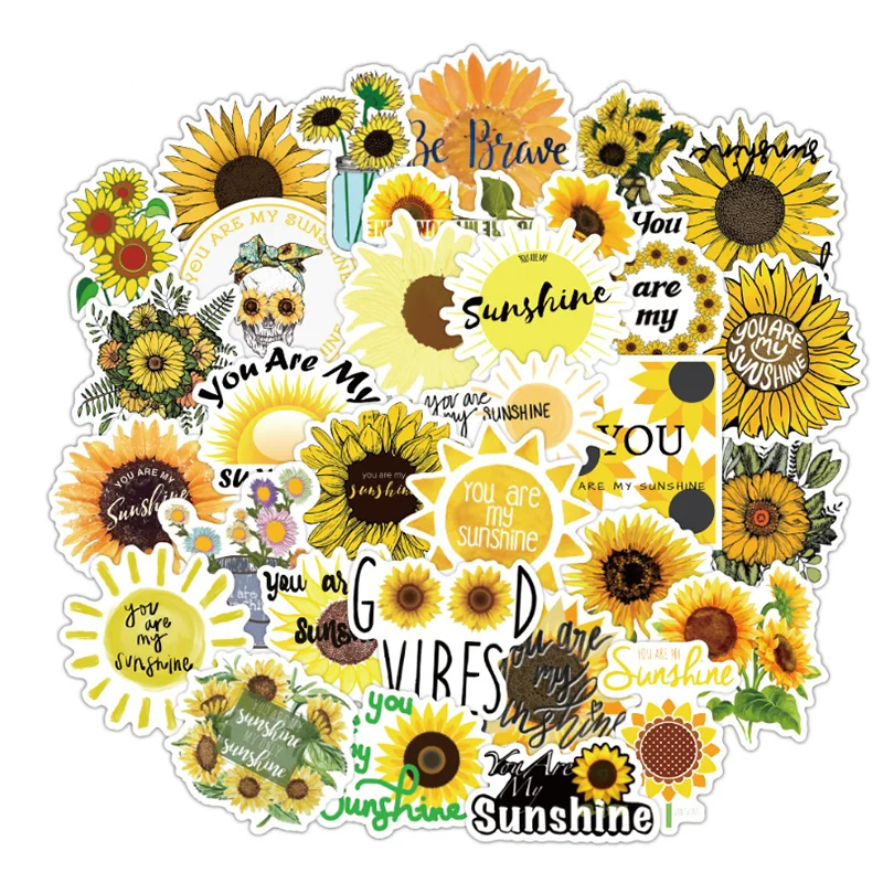 

10/30/50PCS Cute Cartoon Sunflower Children Graffiti Decoration Trolley Case Notebook Car Skateboard Sticker Toy Wholesale