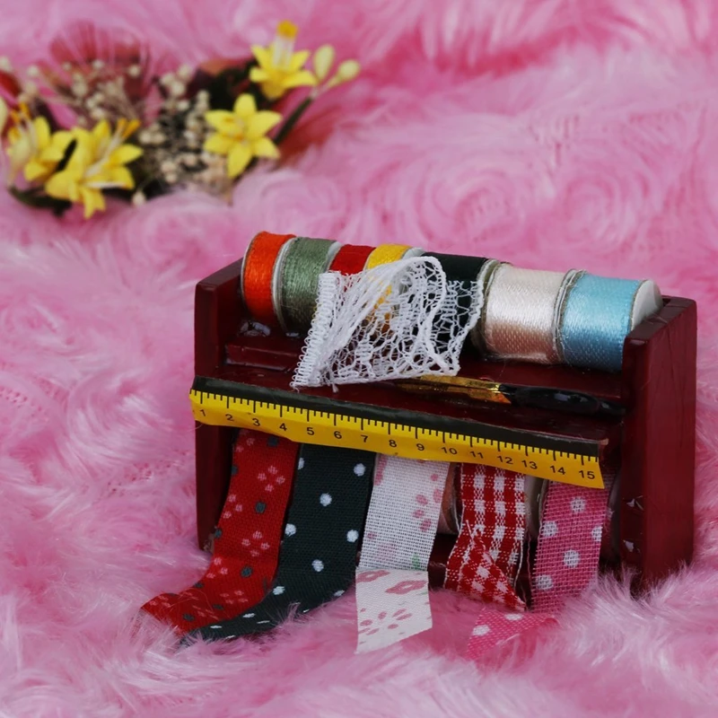 

Dollhouse Miniature Sewing Tape Cut Wooden Frame Shelf 1:12