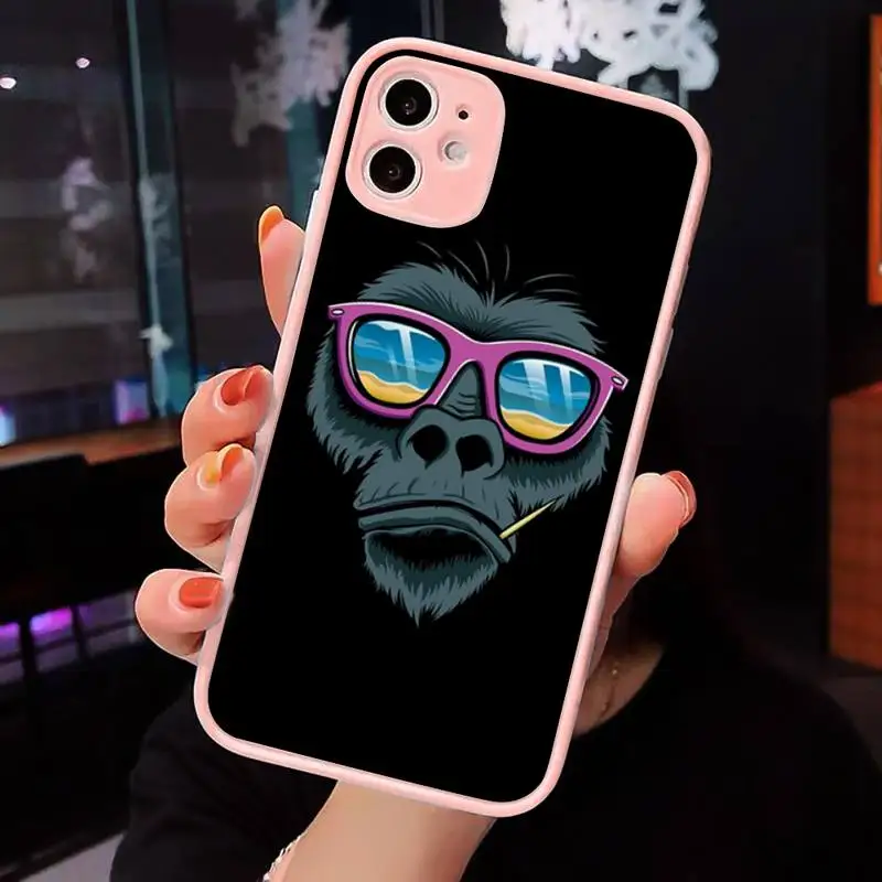 

smoking monkey Phone Case matte transparent For iphone 7 8 11 12 plus mini x xs xr pro max cover