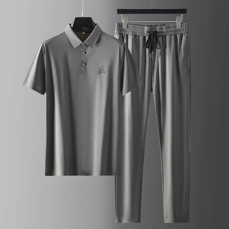 

Мужские комплекты из двух предметов, роскошная ультратонкая четырехсторонняя эластичная бесшовная рубашка с отложным воротником, деловой ...