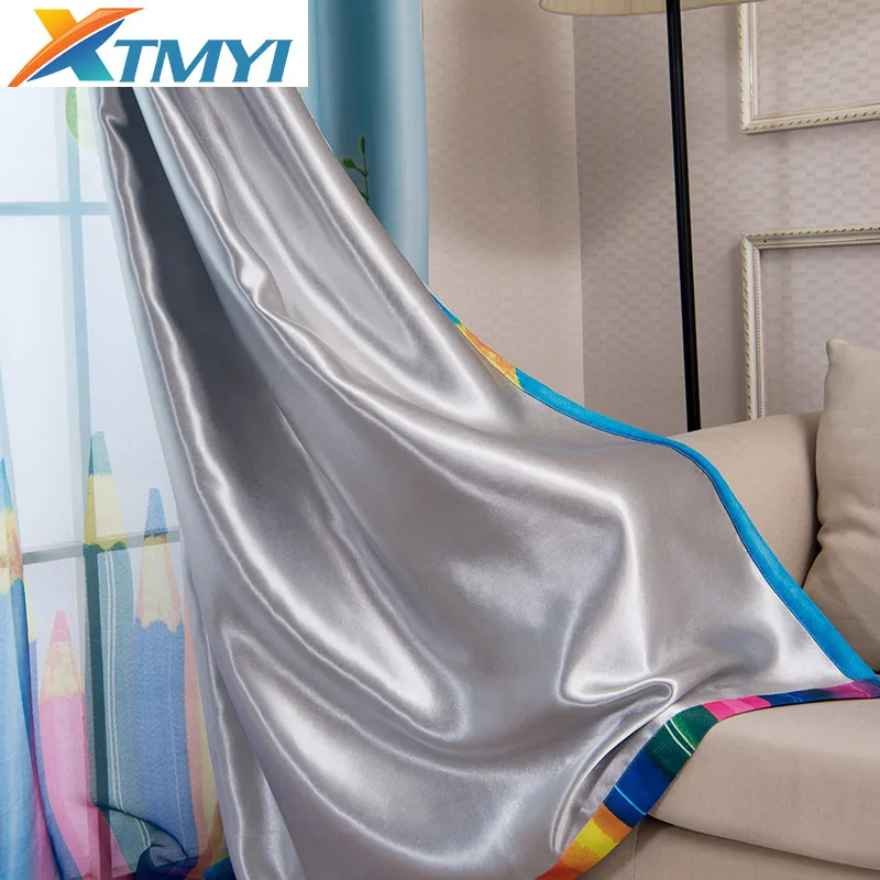 XTMYI Мультяшные голубые затемняющие шторы для мальчиков/девочек детской спальни с