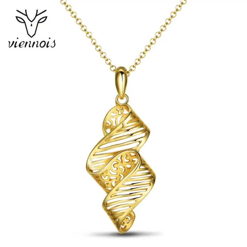 

Viennois Dubai Gold Plated Twisted Pendant Necklace for Women Geometric Chain Necklace Choker Fashion Jewelry Party Wedding Gift