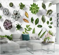 customized 8d wallpaper nordic style small fresh green leaves tropical plants background wall covering