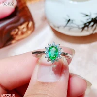 kjjeaxcmy fine jewelry 925 sterling silver inlaid natural emerald ring trendy girls ring support test hot selling