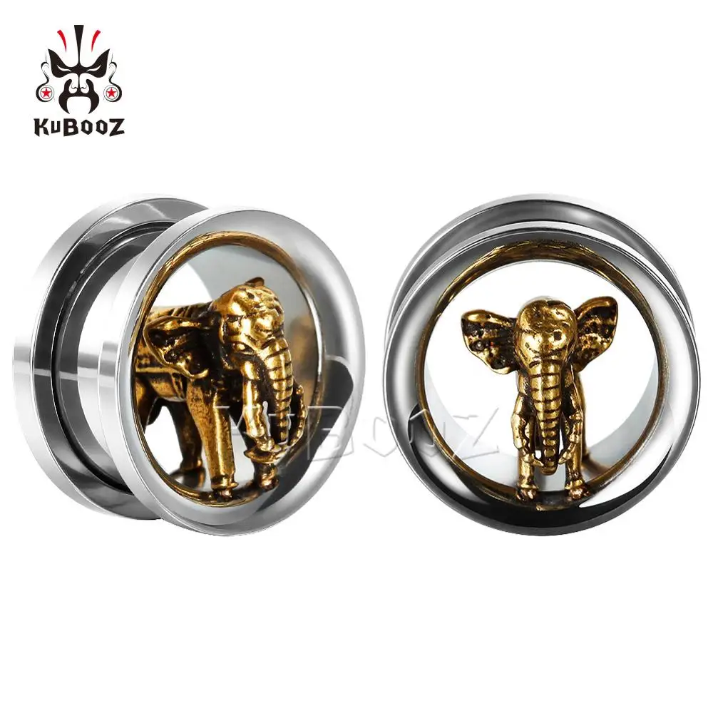 

Elephant Ear Plugs Tunnels Piercing Body Jewelry New Arrival Stainless Steel Ear Gauges Expander Screw Stretchers Cool Gift 2PC