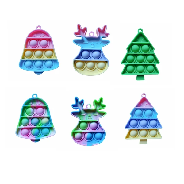 

Fidget Toy Christmas Tree Elk Wind Chimes Keychain Release Stress Dimple Toy Pressure Reliever Board Controller Educational Toy