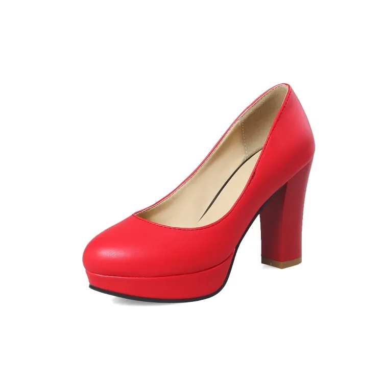 Big Size 11 12 13 14 15 platform heels women shoes woman pumps ladies Waterproof table round head high heel shallow thick | Обувь