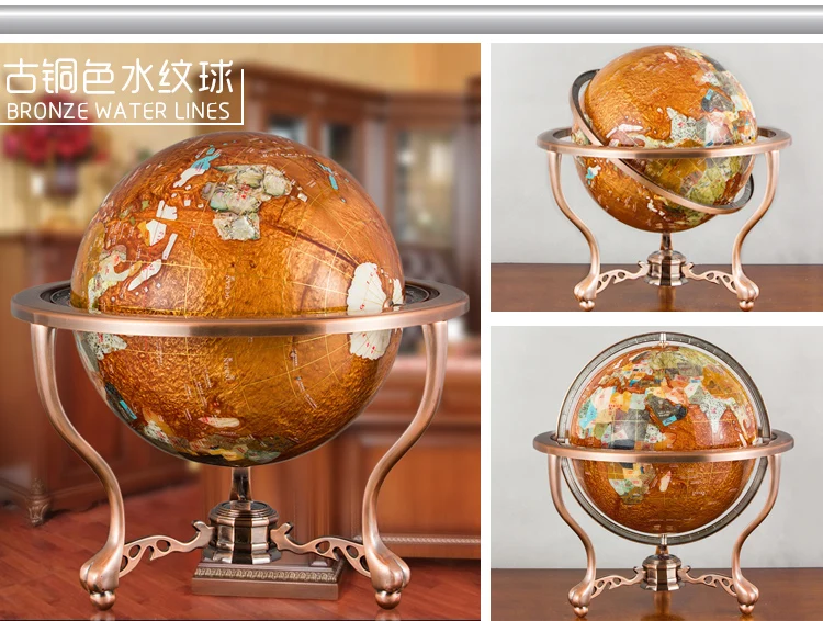 Gem stone Globe Earth 320mm ball World Globe World Map Metal Support ,Worth buying