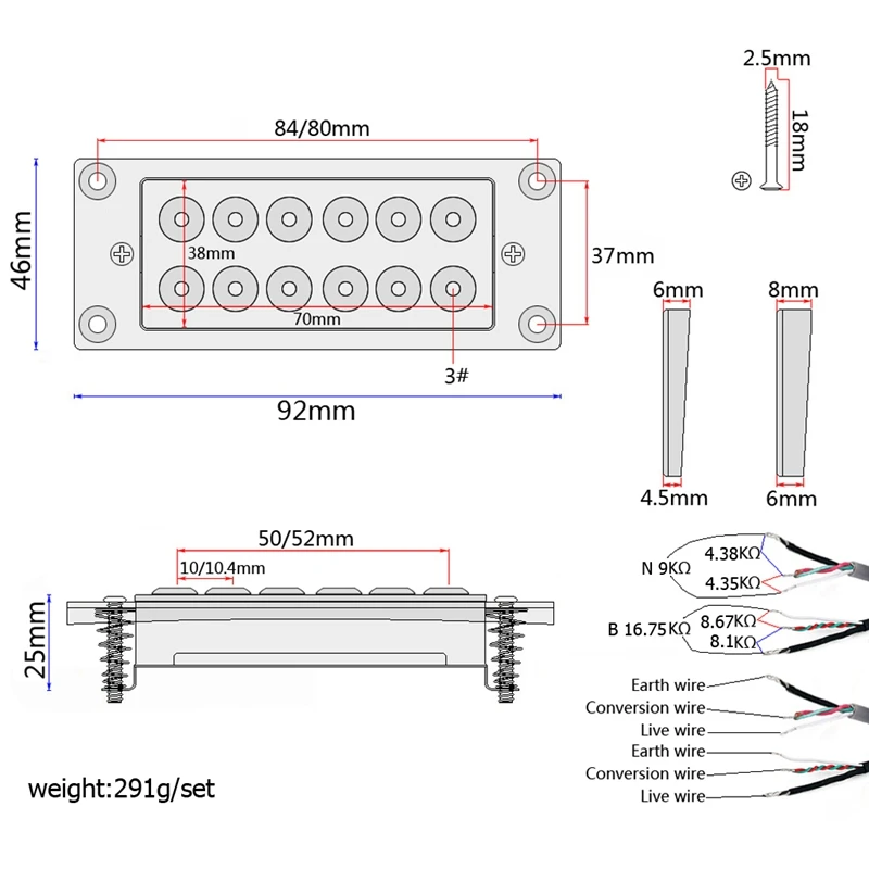

2Pcs Black Pearl Guitar Pickups Ceramic nets Electric Guitar Double Coil Humbucker Pickups