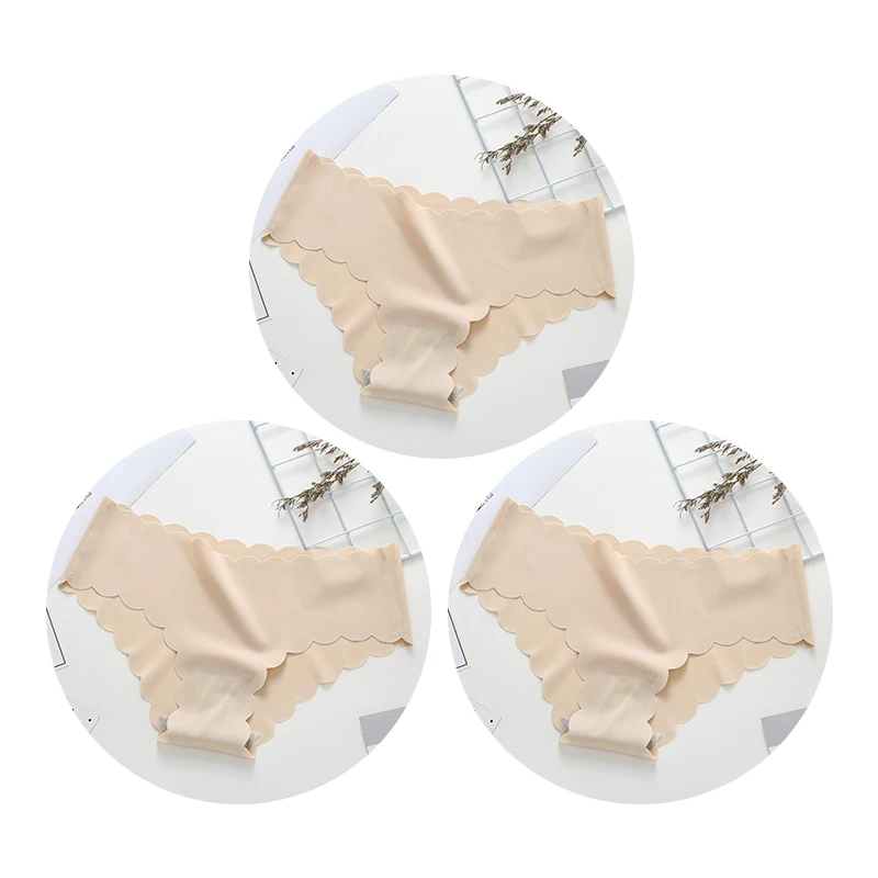 3PCS Apricot 3 шт. бесшовные трусики для женщин, сексуальное дамское нижнее белье, женские трусики, модные удобные женские трусики с низкой талией - Цвет: 3PCS Apricot