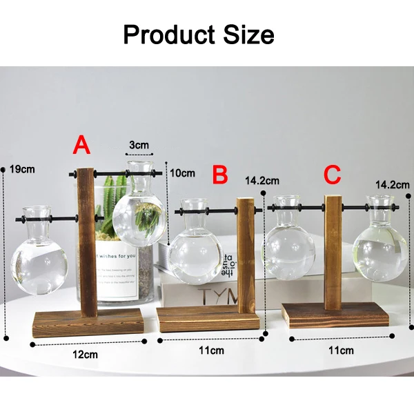 Настольная лампа стеклянная гидропонная ваза цветочный горшок с деревянным