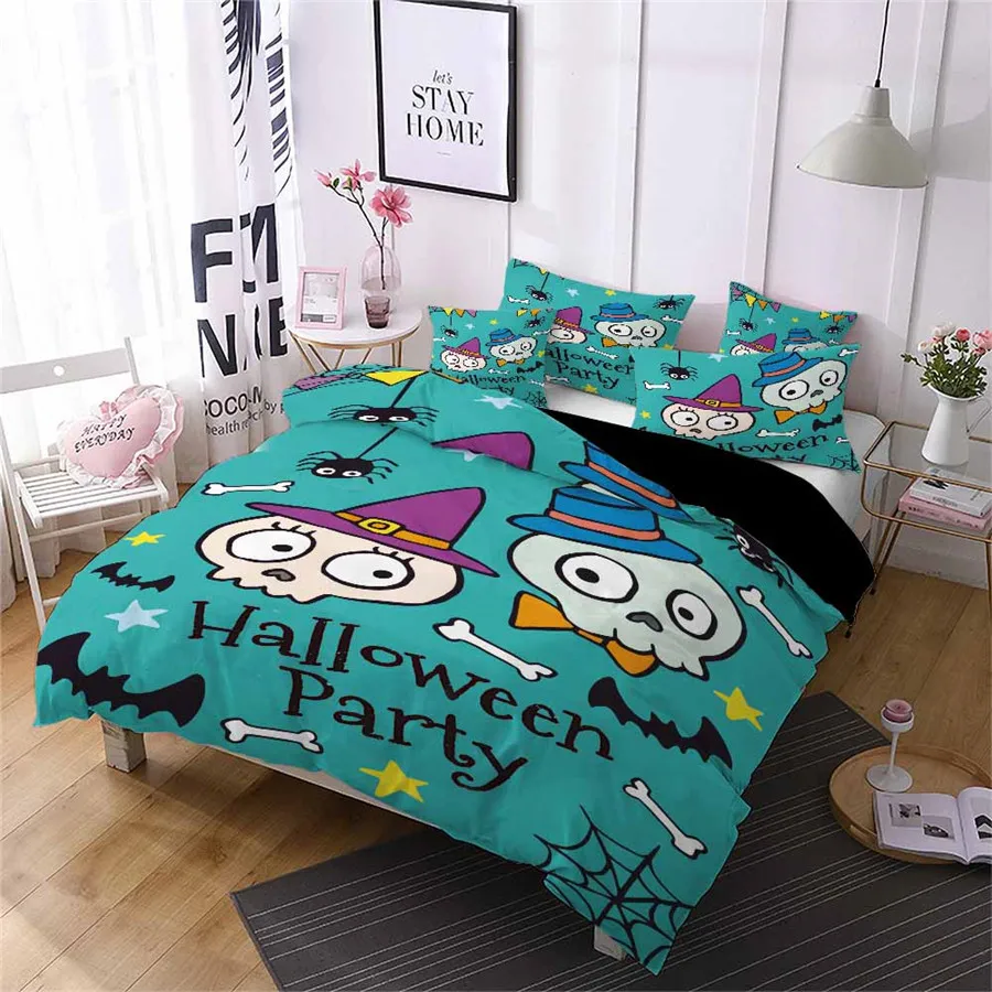 HELENGILI 3D Постельное белье Хэллоуин печати пододеяльник набор похожая на настоящую