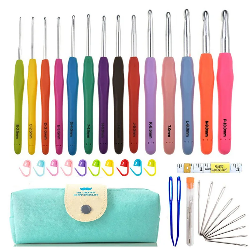 

MLAEY Full Set DIY Crochet Hooks Needles Stitches Wool Crocheted Knitting Craft Case TPR Crochet Set Weaving Sewing Tools