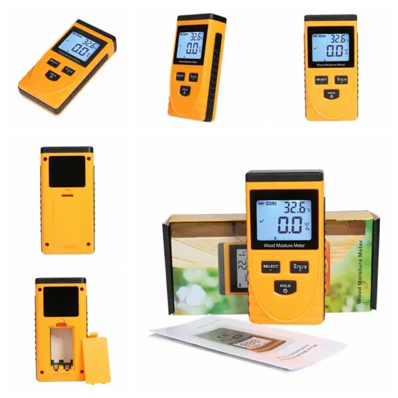 

Digital LCD Display Inductive Wood Moisture Meter Ambient Temperature Tester 203F