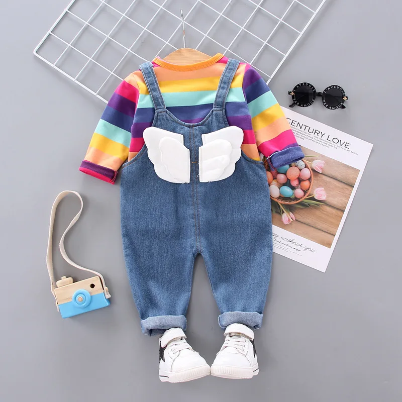 Весенне осенний комплект одежды для маленьких мальчиков и девочек хлопковая