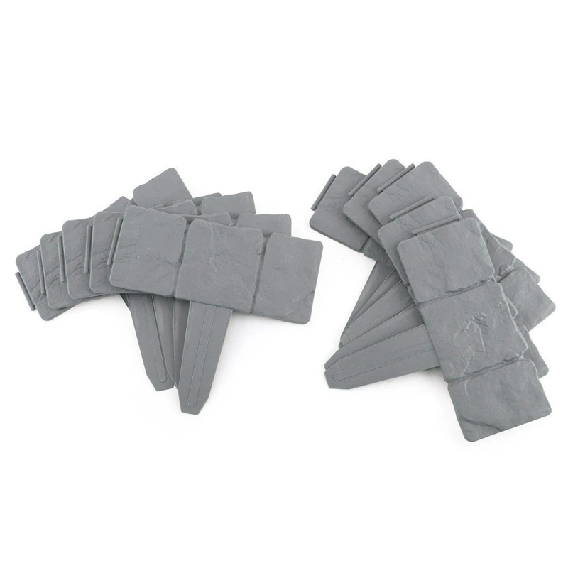 

Stone Effect Plastic Fence Edging Cobbled Garden Plastic Lawn Edging Plant Border Decorations Flower Bed Border