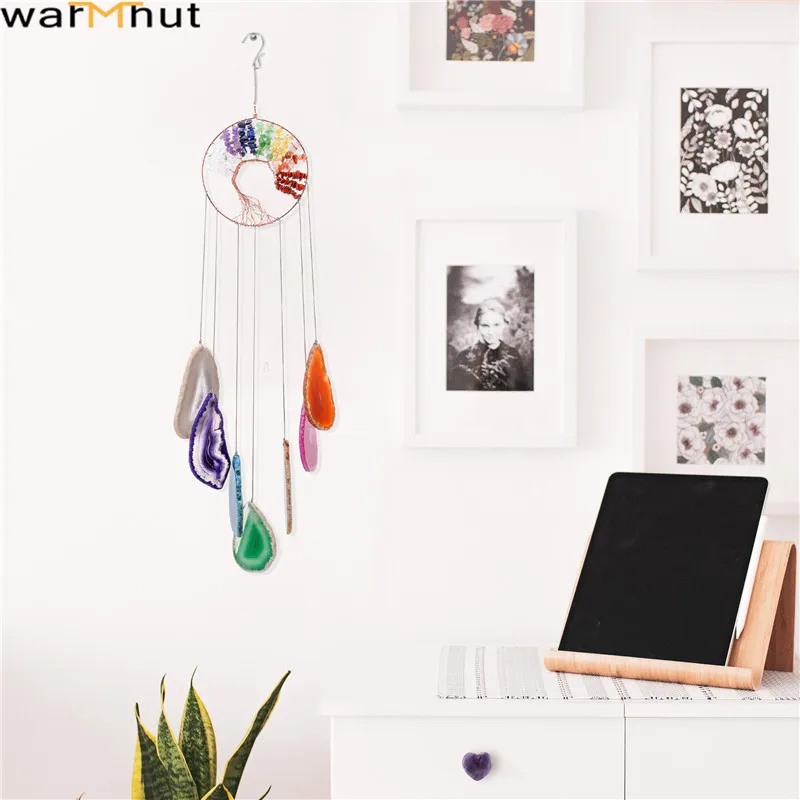 WarmHut 7 Чакра ломтики Древа Жизни из агата ветряные колокольчики рейки