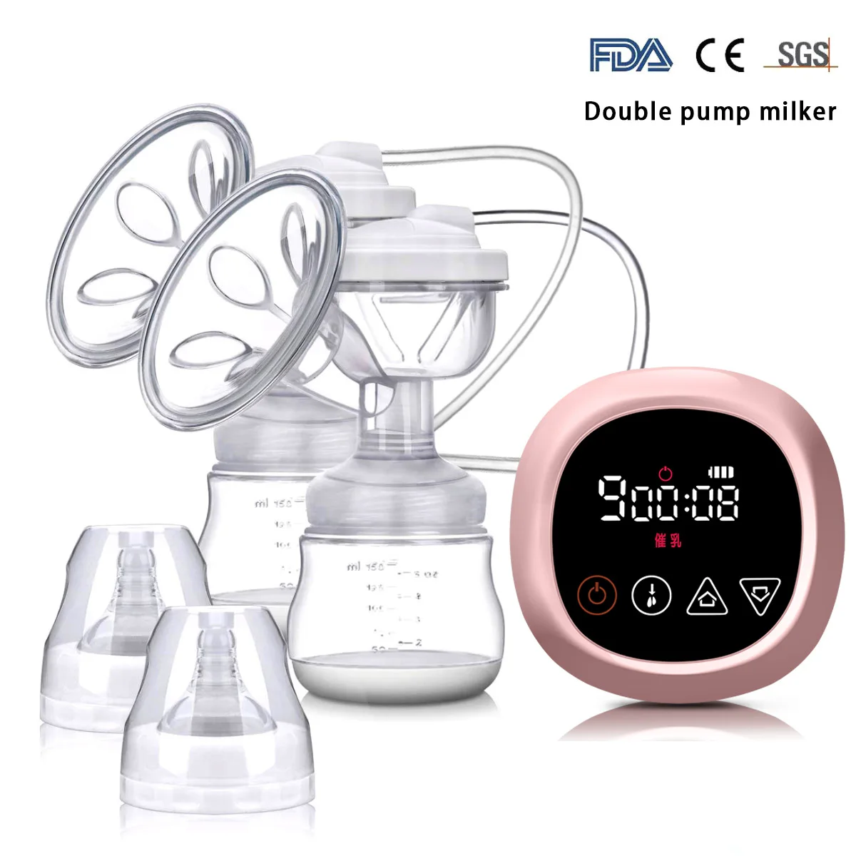 Electric Breast Pump Portable Bilateral Massage Milk Collector Milking Milk Suckling LCD Display electric breast massager