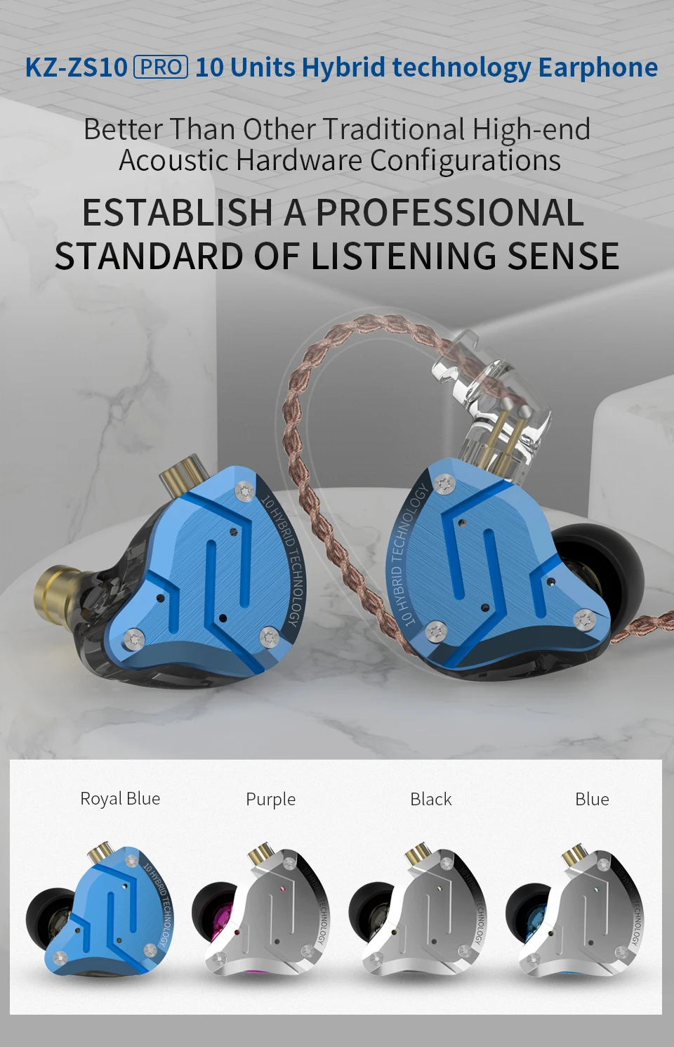 KZ ZS10 PRO 4BA+ 1DD Гибридный наушник в ухо, 5 динамиков, HIFI, DJ монитор, для бега, спорта, универсальный, подходит IEM, вкладыши, съемный, 2Pin