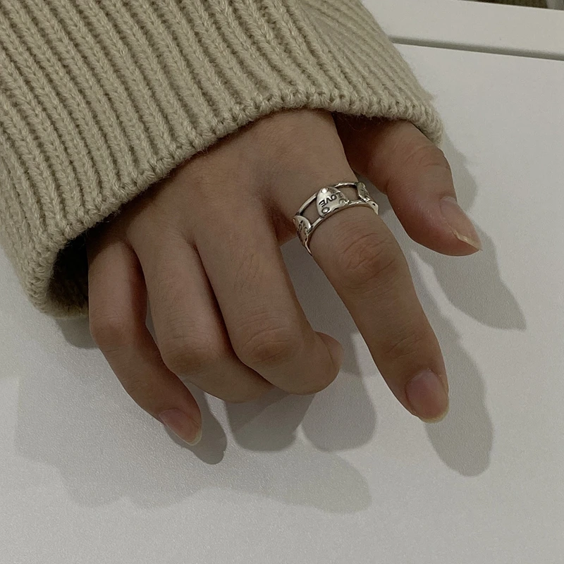 LouLeur 925 пробы серебряные кольца с сердечком, винтажные японские корейские креативные кольца для женщин 925, простые праздничные ювелирные изделия